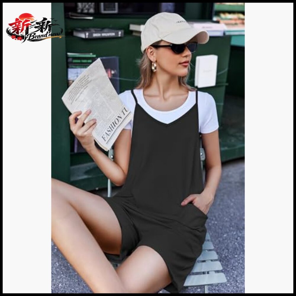 Polyester Blend Romper with Adjustable Straps and… - image 3